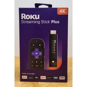 Roku Streaming Stick Plus 4K HDR Dongle Voice Remote HDMI Wi-Fi Black